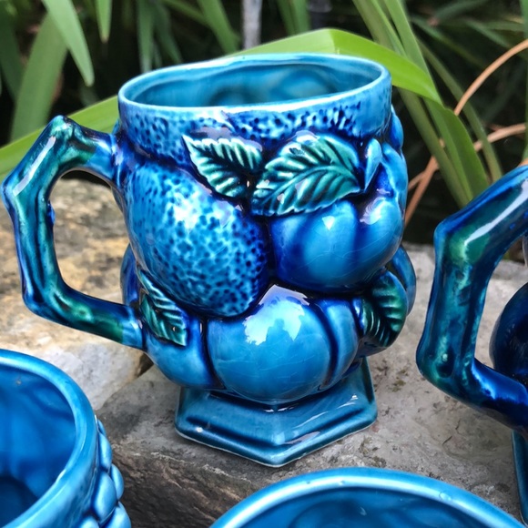Vintage Mood Indigo Blue Inarco Mugs-Set of 6-EUC-Ceramic-Made in Japan-1960’s - Picture 7 of 15
